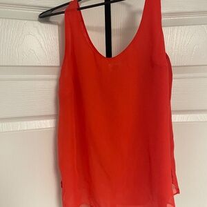 Red-Orange Flowy Sheer Top